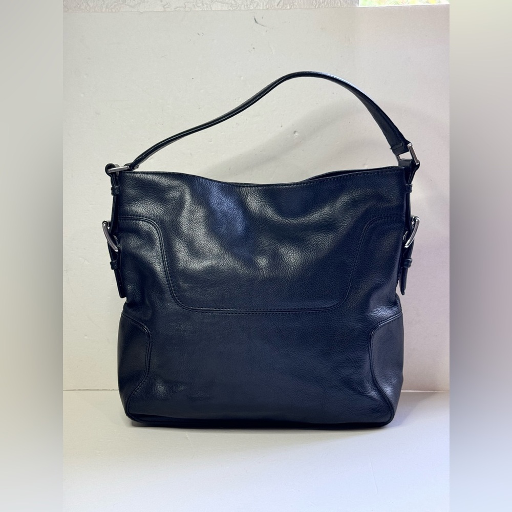 Michael Kors Black Leather Brookville Shoulder Bag Purse
